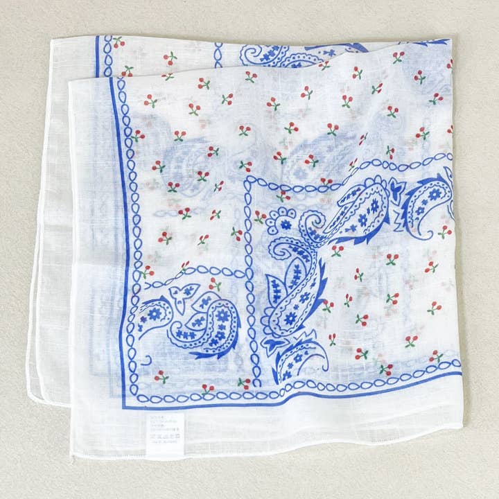 Cherry & Paisley Floral Bandana Head Wrap Square Scarf for wholesale by MKS America