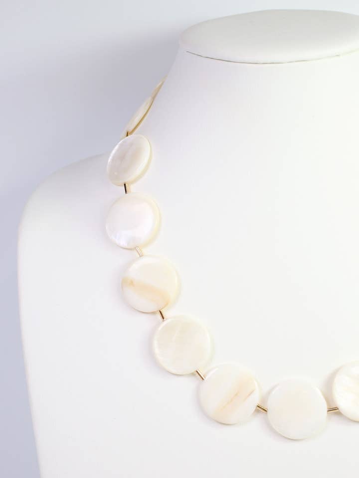 Duxbury Shell Disc Necklace Ivory for wholesale by Caroline Hill