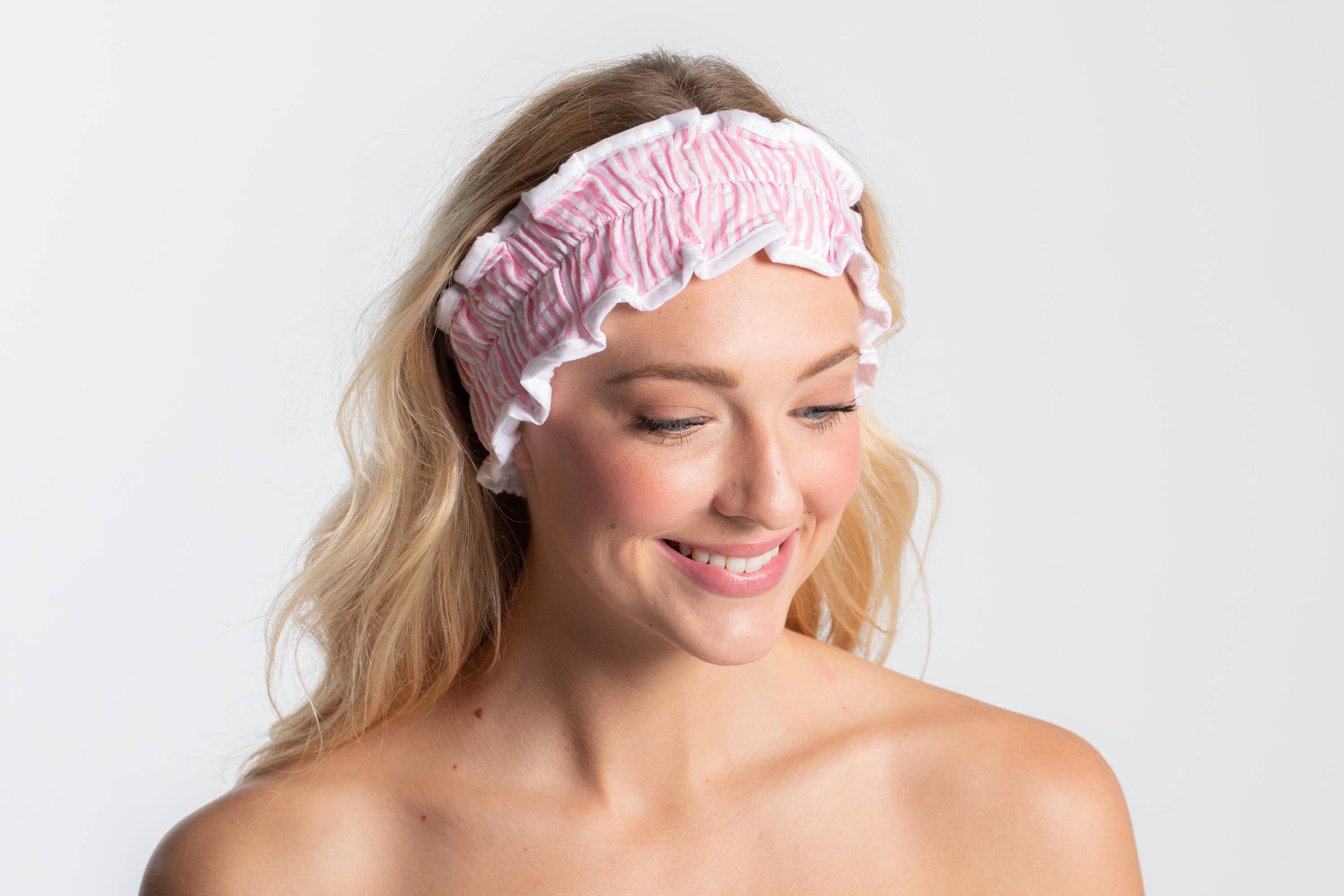 Bella Sleep + Spa - Wholesale Spa Headband - Seersucker Spa Headband - Pink2