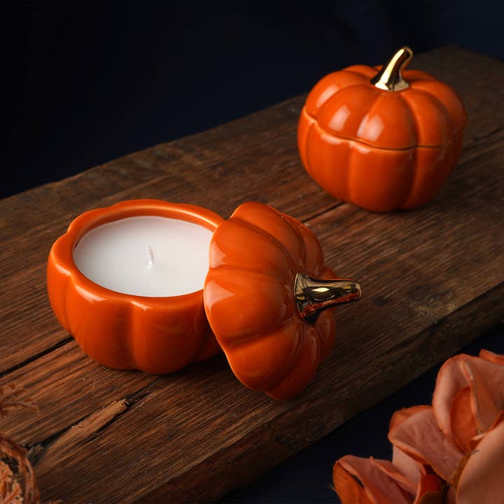 Temporada de Acurrucarse Calabaza Naranja Portavelas de Cerámica para venta al por mayor de CGB Giftware