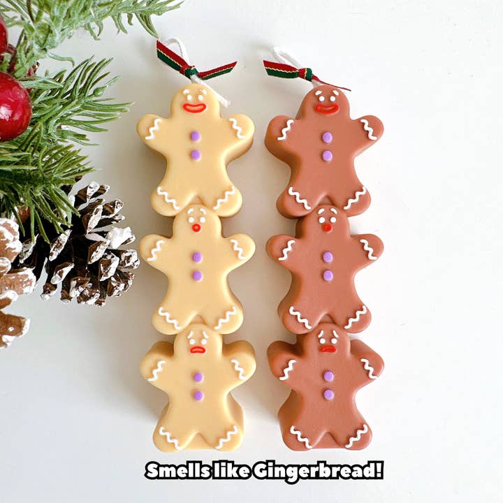 The Cutest Hits - Wholesale Novelty Candle - Gingerbread Men Trio Candle | Christmas Candle Decor1