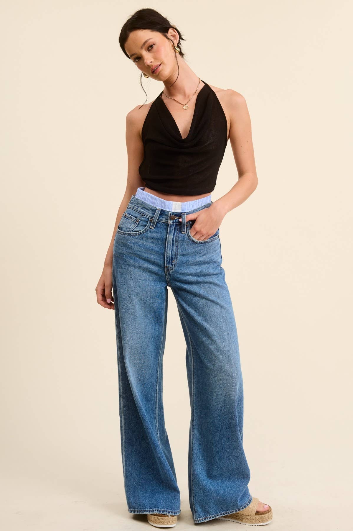 Mimosa - Wholesale Tank Top - Women's - Cowl Neck Open Back Tie Tank Top1