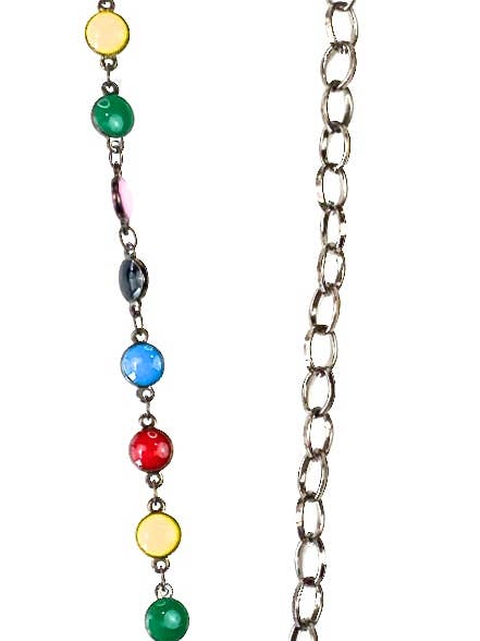LS187 NK-Short Enameled Dot Chain w/Peace Sign & Mixed for wholesale by Lost & Found Trading