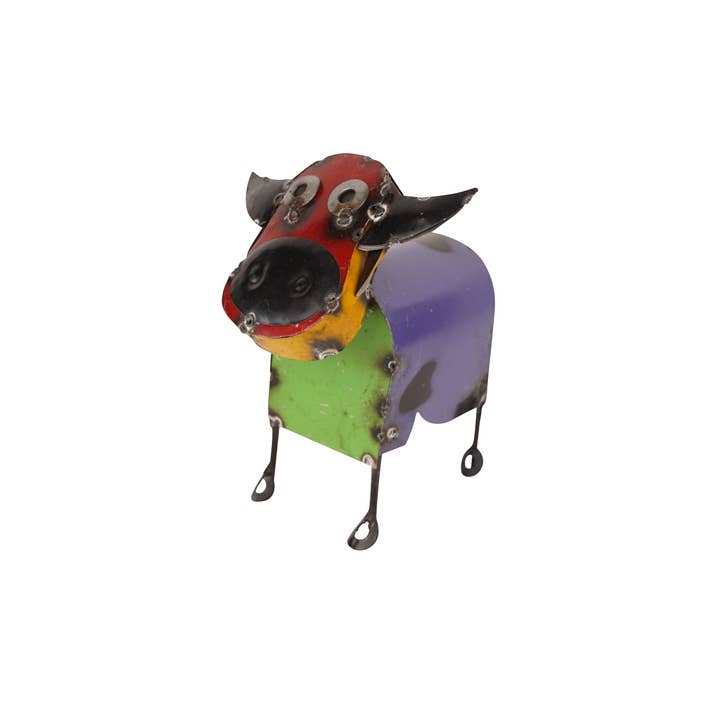 My Amigos Imports - Wholesale Outdoor Ornament/Decor - Colorful Metal Cow-Garden-Yard Art-Farmhouse-Colorful Cow