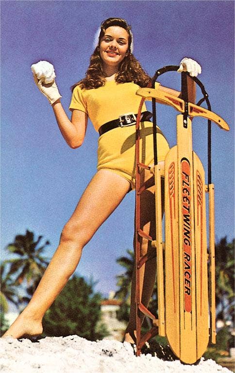 Found Image Press - Wholesale Postcard - Postcard NP-66 Girl with Sled0