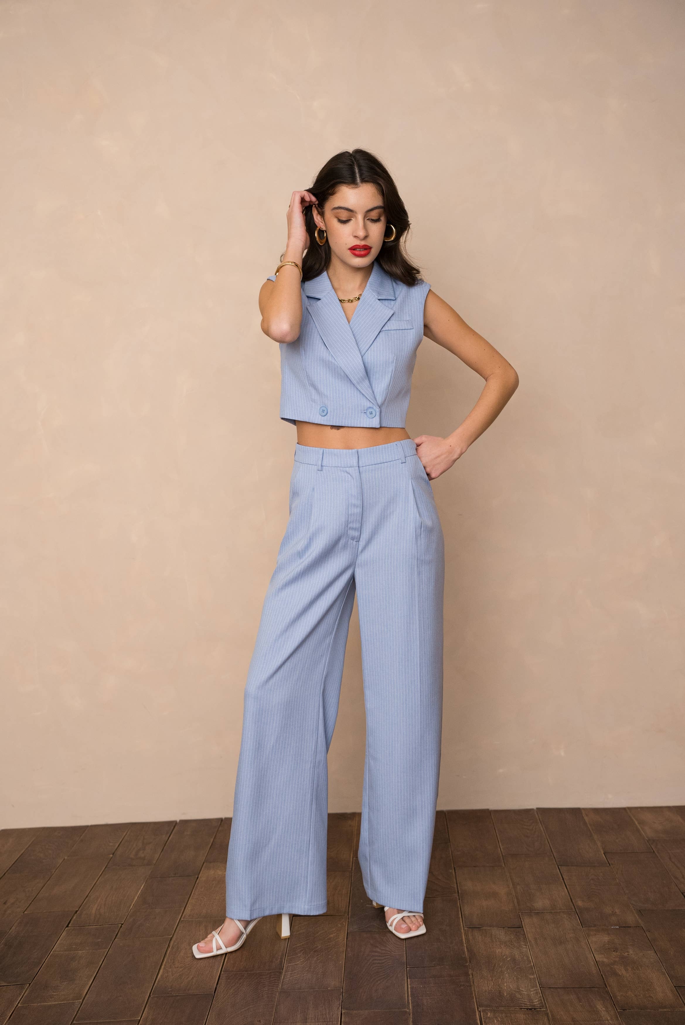 LULUMARY - Wholesale Blazer - Women's - Sleeveless striped blazer V33133