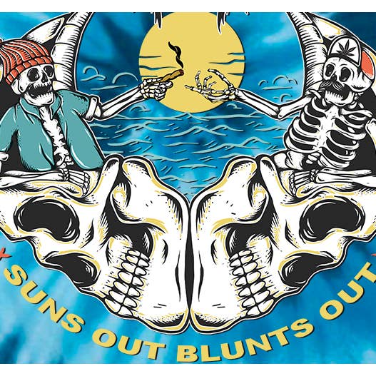 Suns Out Blunts Out Blue Tie dye for wholesale by StonerDays Apparel