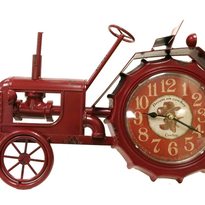 Horloge de Table Tracteur Rouge Vintage pour la vente par Boxman