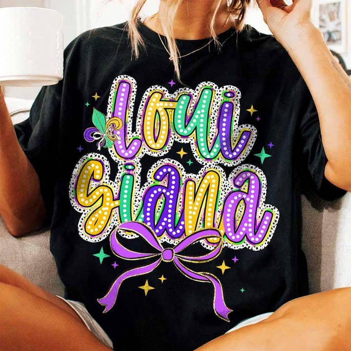 Louisiana Coquette Bow Shirt, Mardi Gras Sweatshirt for wholesale by NVC Ecommerce LLC