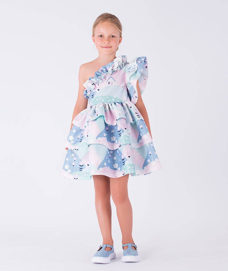Mama Luma - Wholesale Dress - Kids - One-Shoulder Girls Ruffle Dress