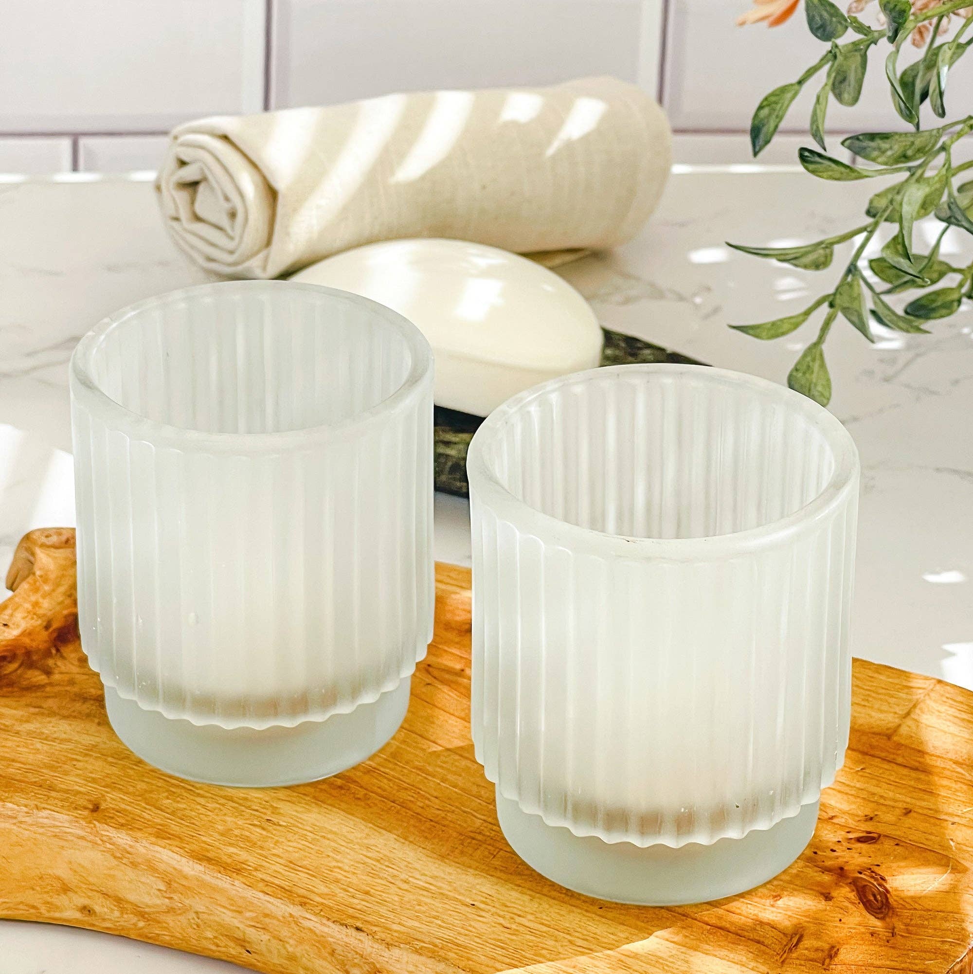 Kate Aspen - Wholesale Candle Holder - Ribbed Frosted Glass Votive Candle Holder (Set of 6)2