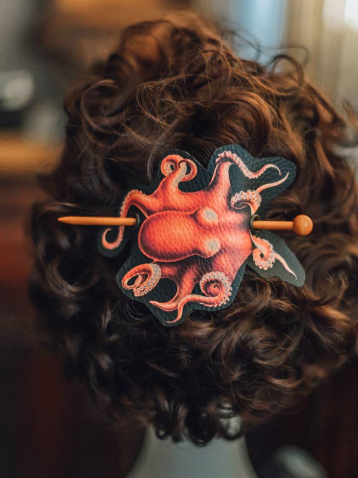 Steampunk Cthulhu bläckfisk hår Barrette Vegan läder gotiska för wholesale av Costurero Real