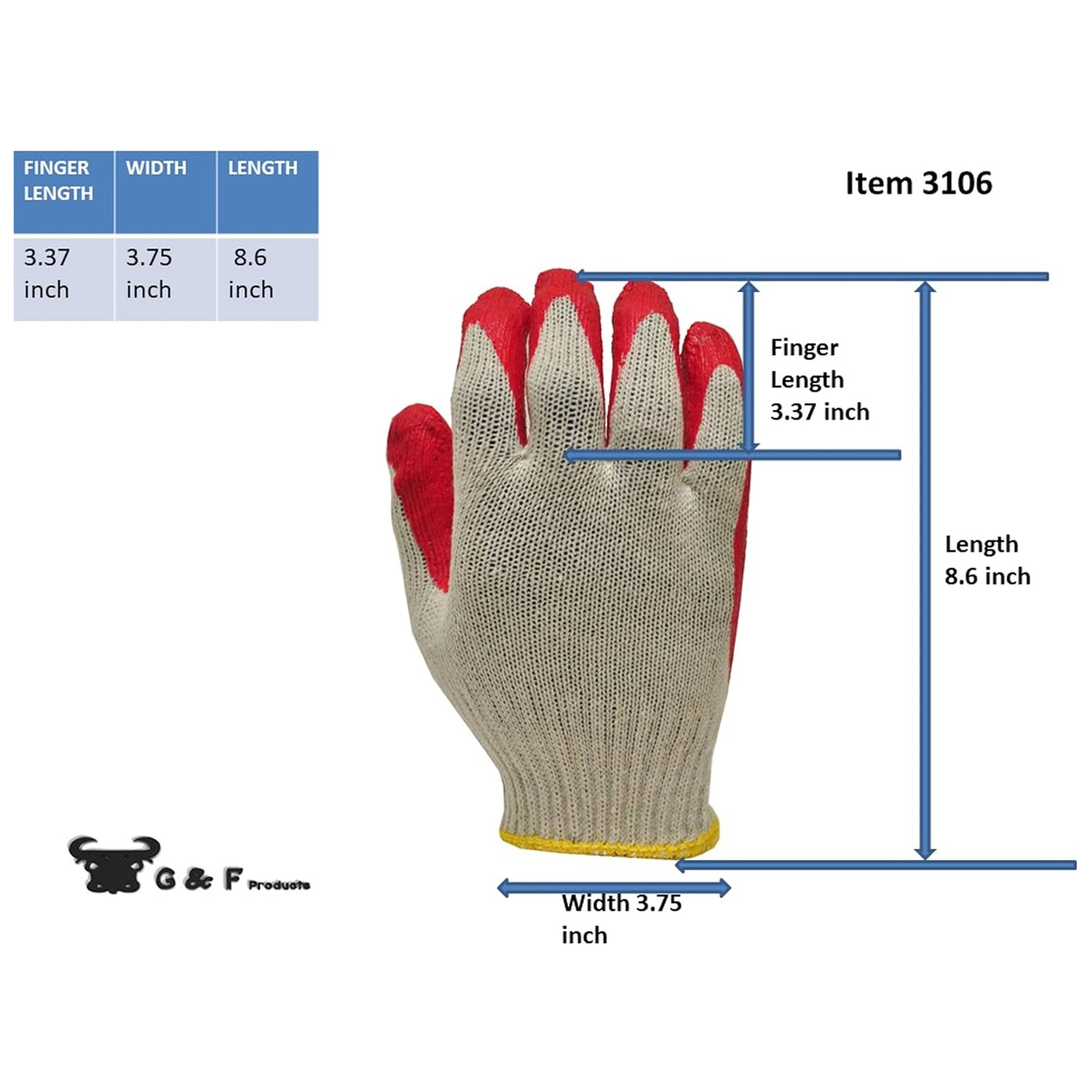 G & F Products - Wholesale Gloves - Unisex - Latex Dipped Nitrile Coated Work Gloves, 10 pair pack1