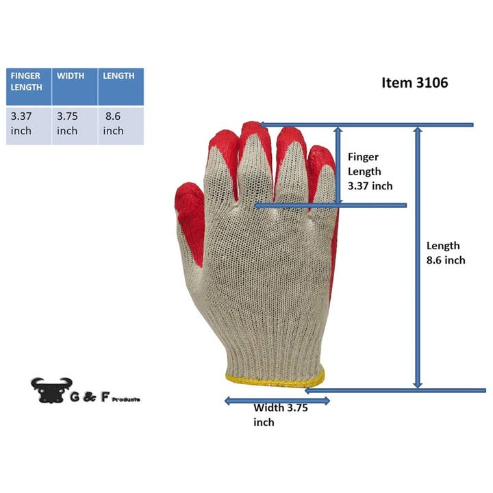 G & F Products - Wholesale Gloves - Unisex - Latex Dipped Nitrile Coated Work Gloves, 10 pair pack1