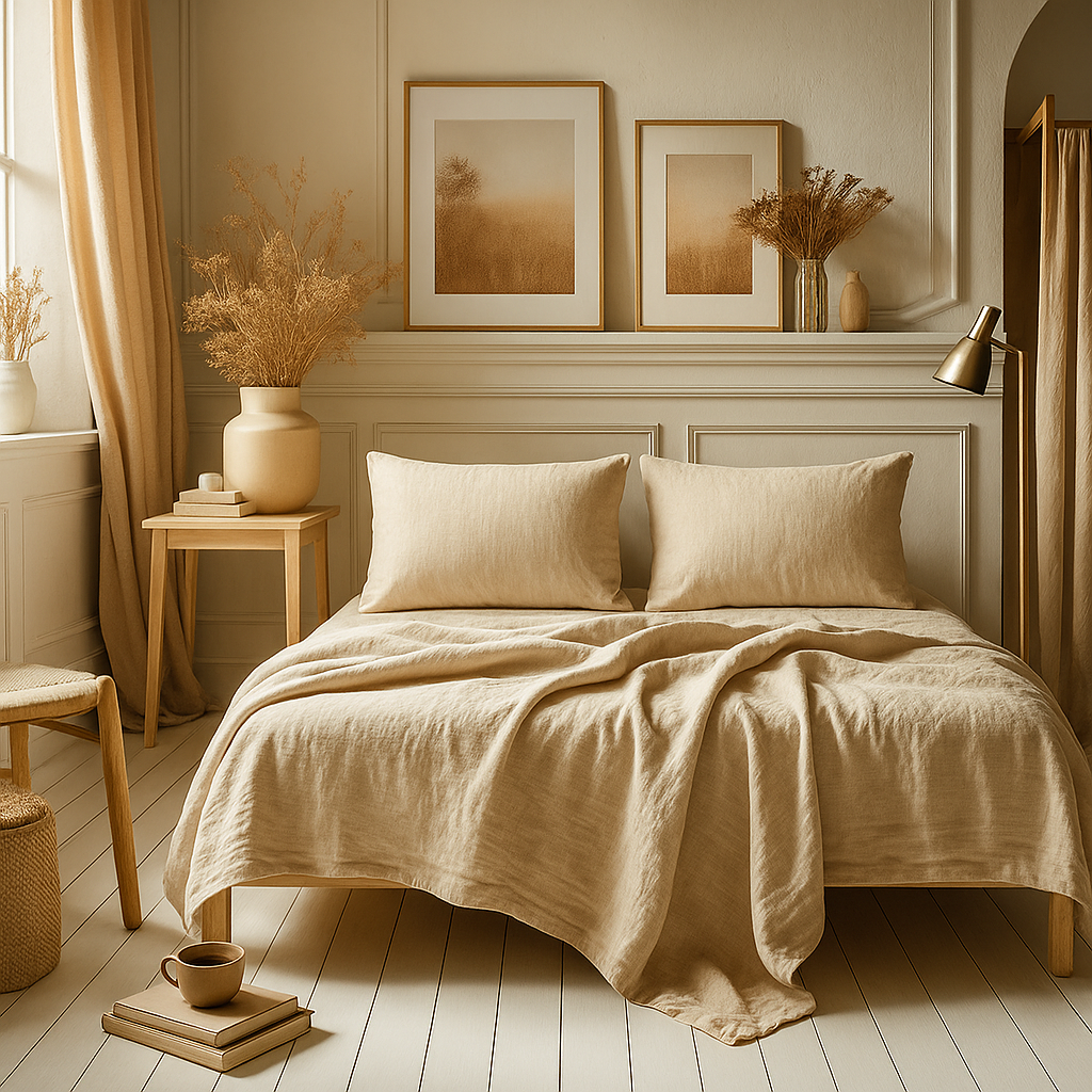 Q VITA - Wholesale Sheet Set - 20% French Linen 80% Tencel Sheet Set (4 pcs) - Oatmeal3