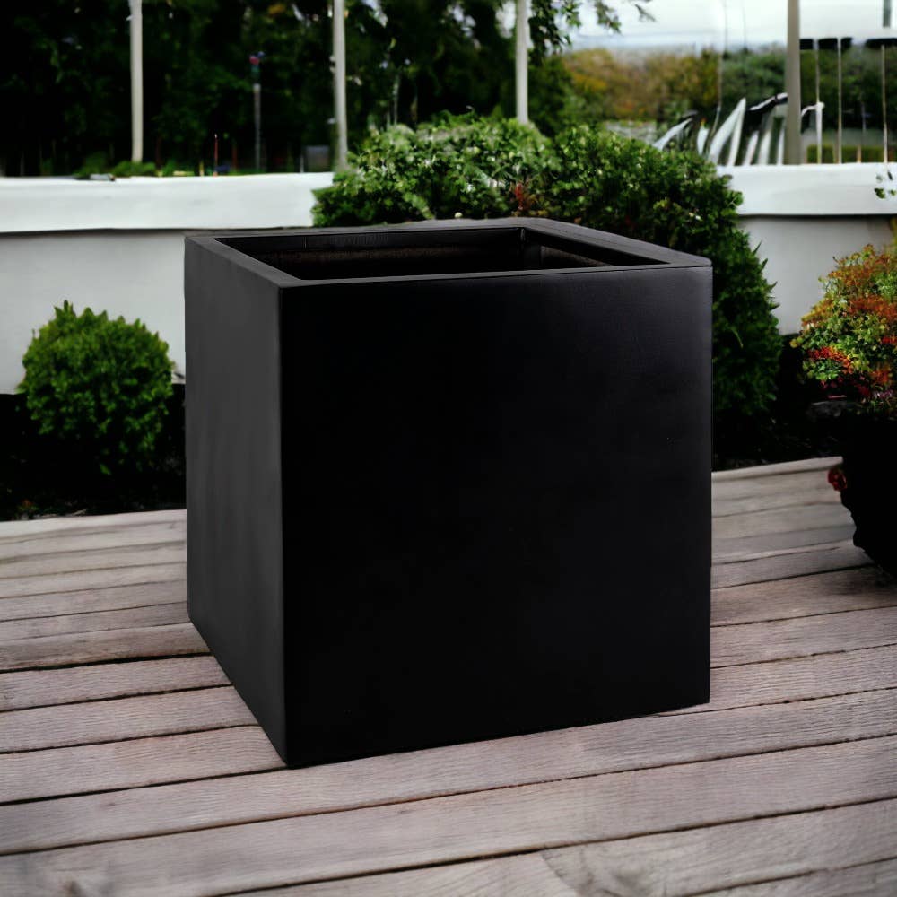 Vasesource - Wholesale Planter Box - Black Cube Fiberglass Planter (CUBE16BL)2