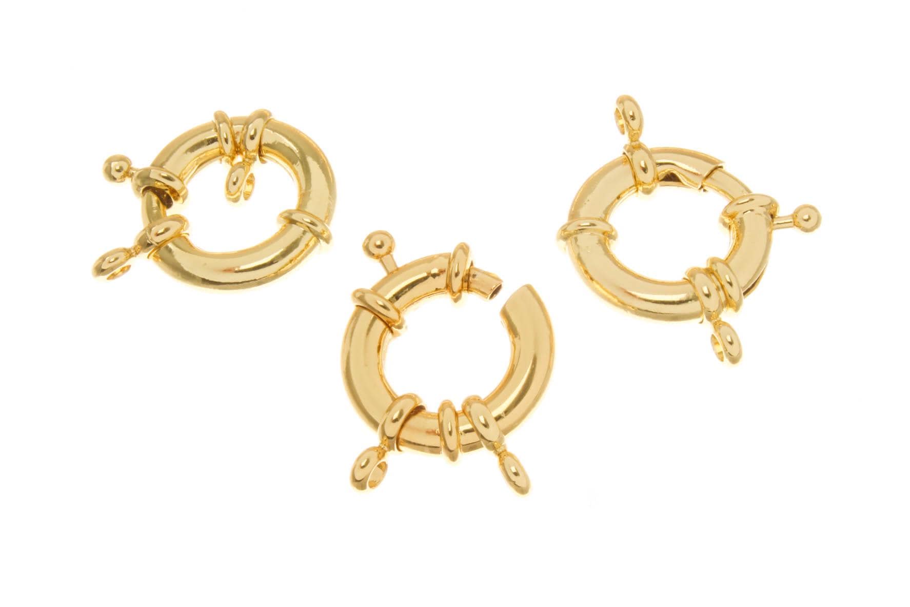 Jewel Pledge - Wholesale Clasp - 18k Gold Large Sailor & Spring Ring Clasp CLG367