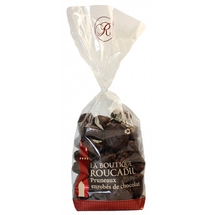 Prugne di Agen Ricoperte di Cioccolato Fondente - Sacchetto 500G per la vendita all'ingrosso da parte di Maison Roucadil