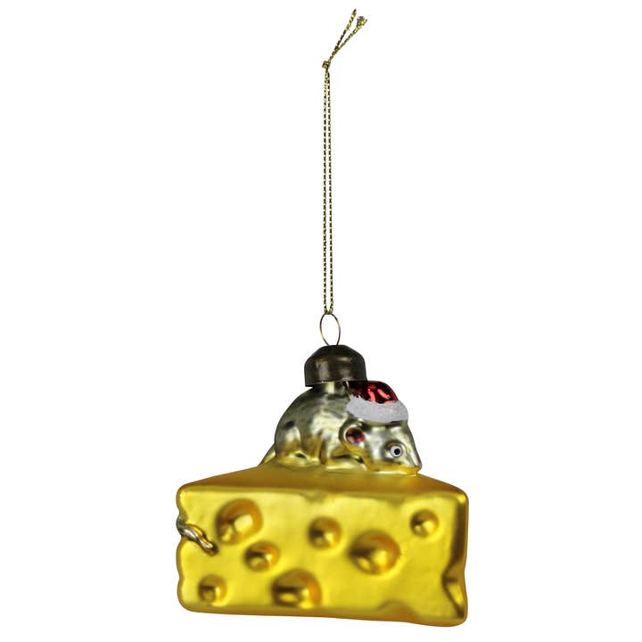 HomArt - Wholesale Ornament - Mouse & Cheese Ornament, Glass1