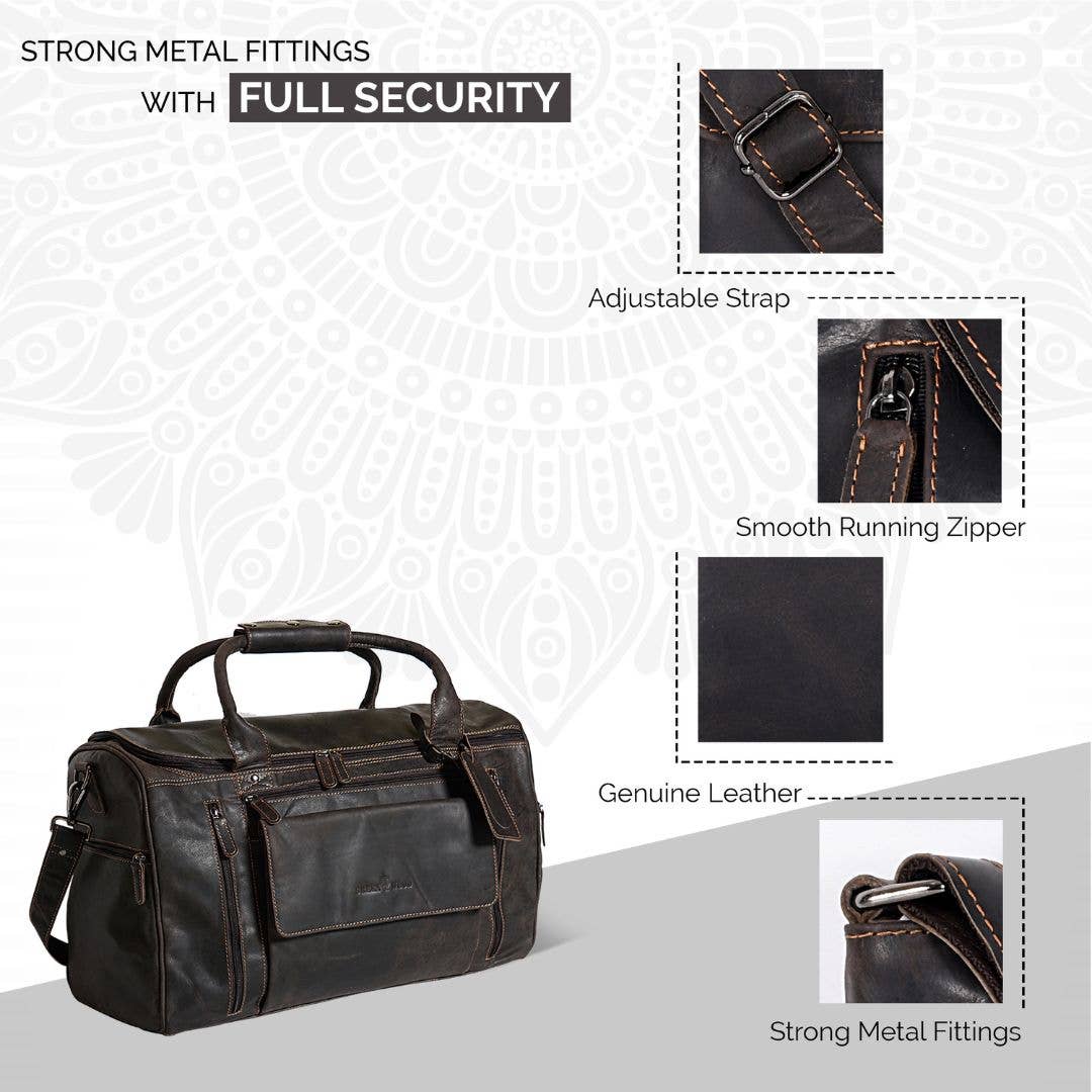 Greenwood Leather - Wholesale Weekender Bag - Men's - Large Leather Weekender Bag - Casual Vintage Look19