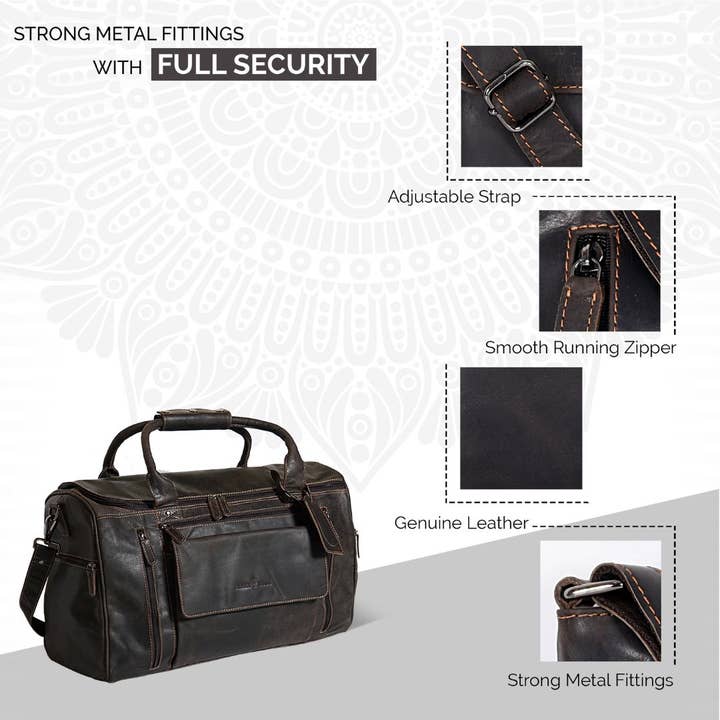 Greenwood Leather - Wholesale Weekender Bag - Men's - Large Leather Weekender Bag - Casual Vintage Look19