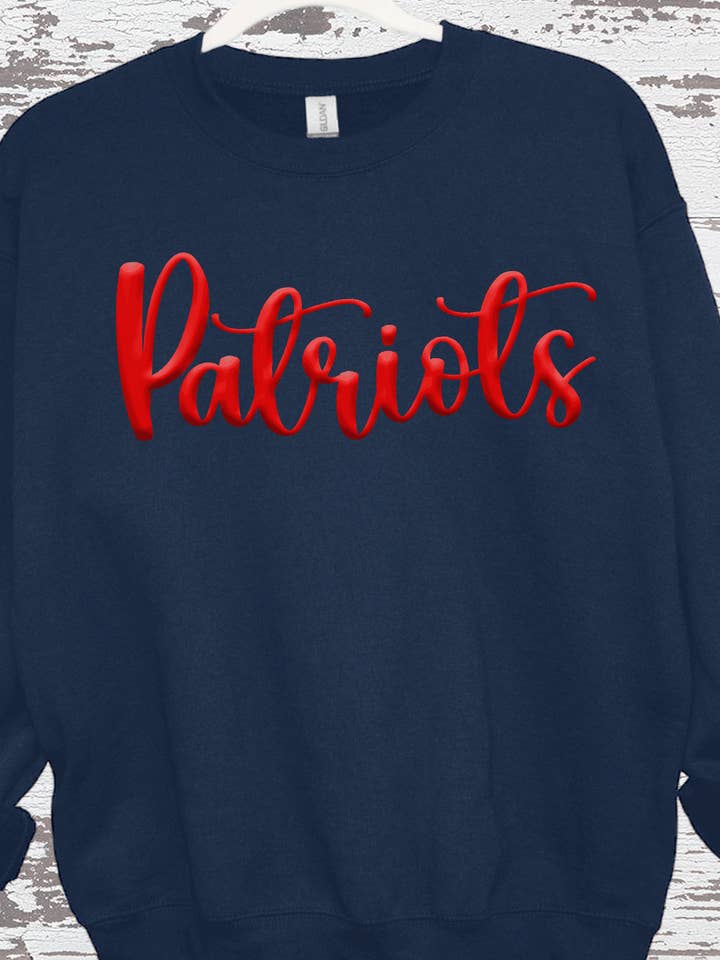 Patriots PUFF Vinyl New England 3D Embossed Football Cursive for wholesale by A Blessed Texas Mess Boutique