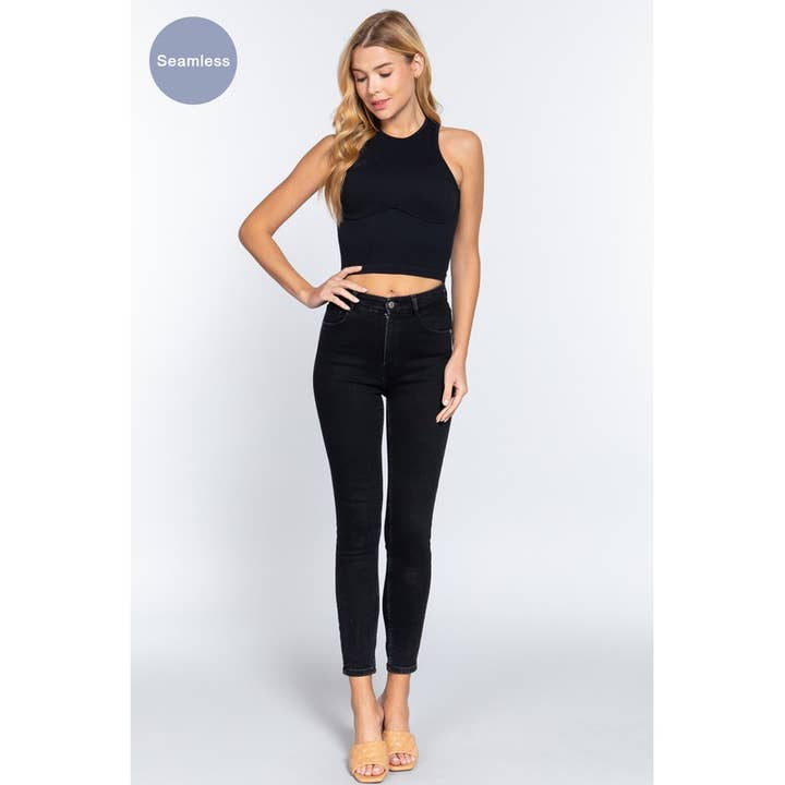 MintChoco – Großhandel Strickoberteil – Damen – NAHTLOSES CROP-TOP MIT UNTERSTREICHUNGSDETAIL19