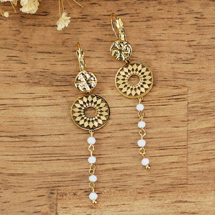 Pendientes de acero inoxidable y cristal para venta al por mayor de Merveilles du Monde