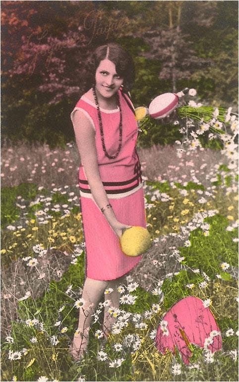 Found Image Press - Wholesale Sticker - Sticker EA-37 Woman in Pink with Large Eggs0