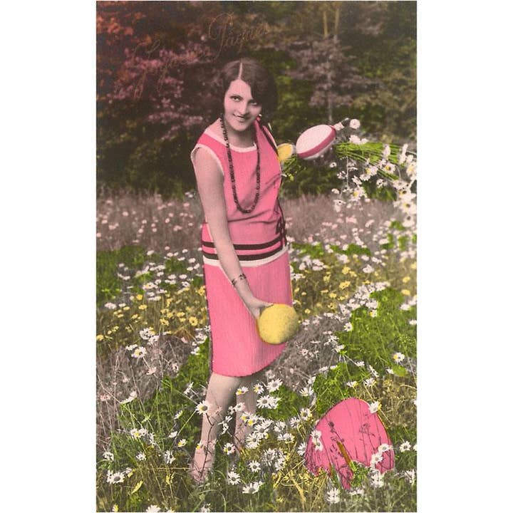 Found Image Press - Wholesale Sticker - Sticker EA-37 Woman in Pink with Large Eggs