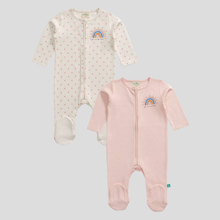 Polka Dot Sleepsuit with Footies for Baby Girls - Pack of 2 for wholesale by Juscubs (KaiterFly)