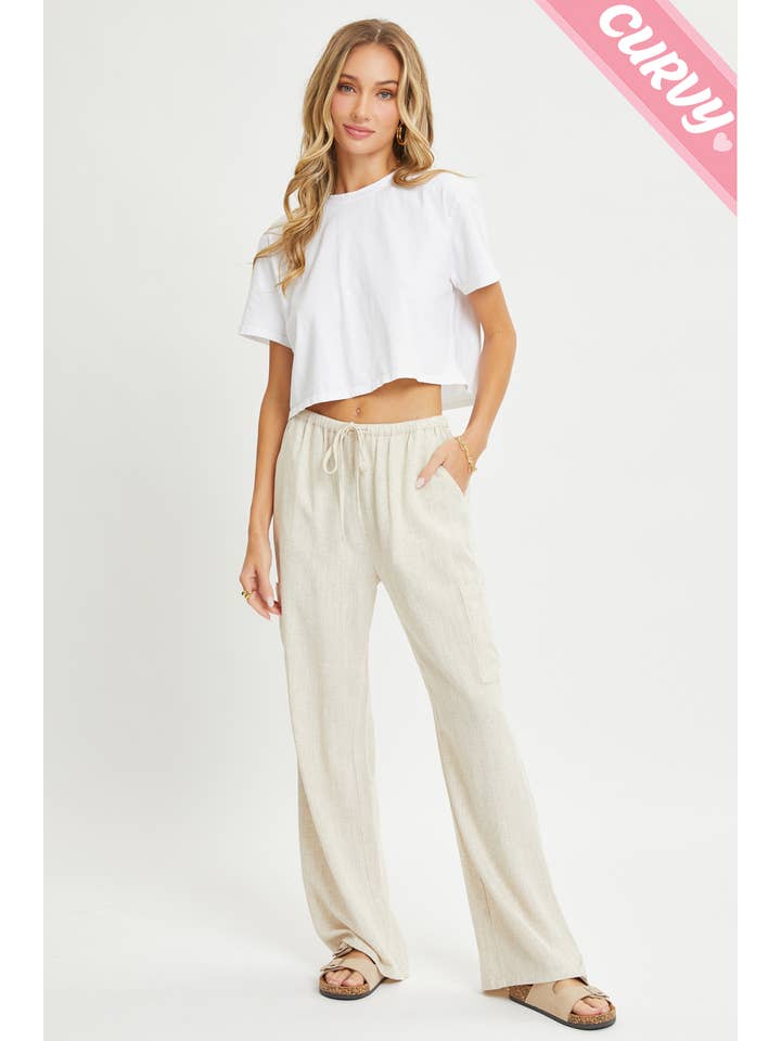 Sweet Lovely by Jen - Wholesale Pants - Women's - PLUS SIZE LINEN- BLEND PULL-ON-PANTS16