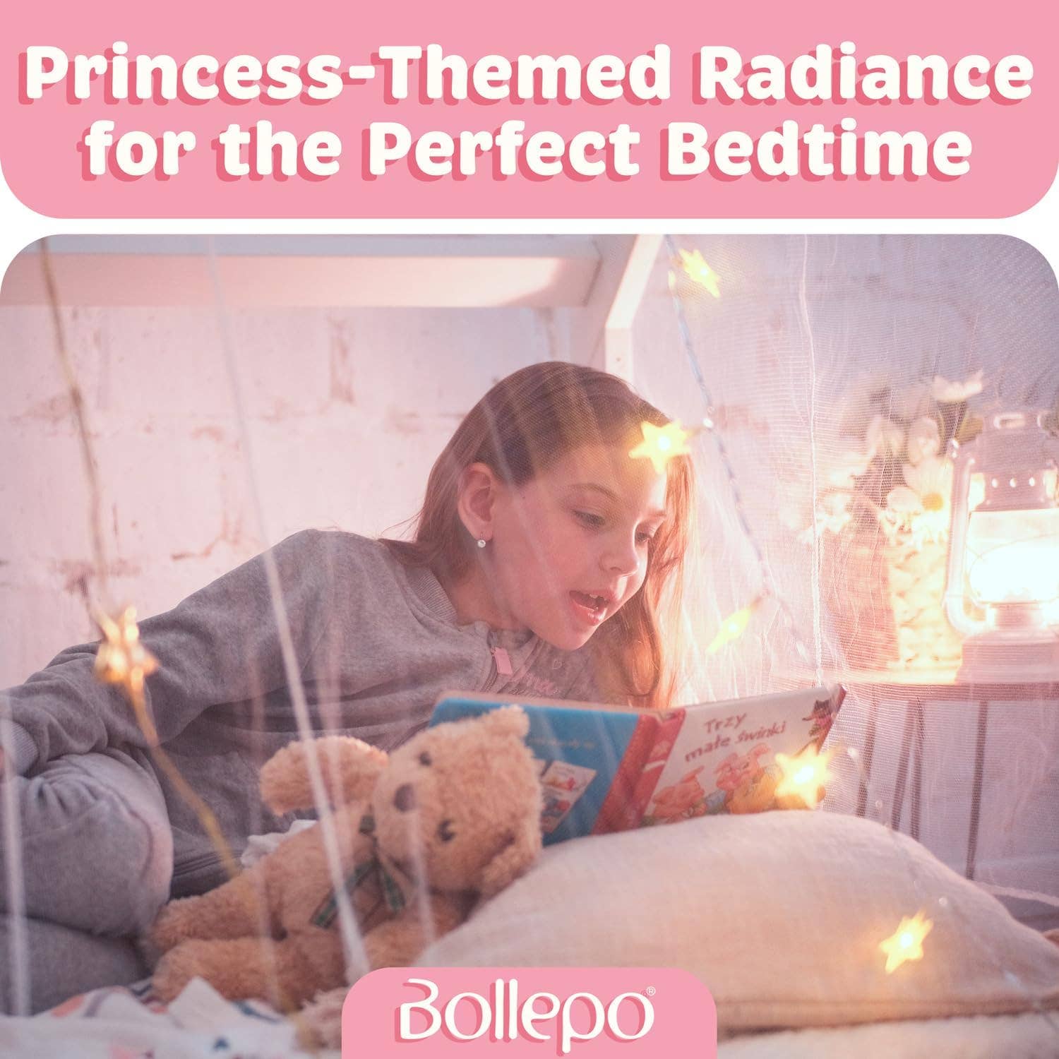 Bollepo - Vente Ciel de lit – enfant et bébé - Baldaquin de lit avec lumières LED3