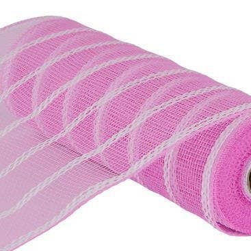 General Wholesale Inc - Wholesale Ribbon - Gift Wrapping - 10"X10YD VERTICAL WIDE STRIPE MESH - PINK/WHITE - RE8903FX0