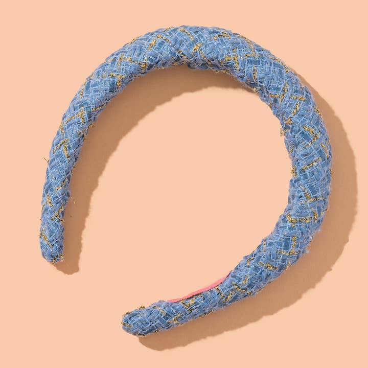 *ON SALE* Padded Headband - Tweed - Blue Weave - Barbara for wholesale by Taylor Elliott Designs