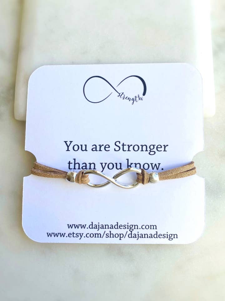 Infinity Strength Tan Bracelet for wholesale by Dajana Design