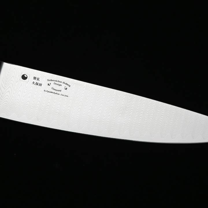 Ed Mahony - Wholesale Keukenmes - ZEN - Damascus 8" Chefmes, G10 Fibercarbon handvat3