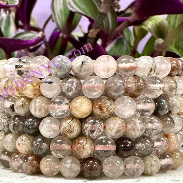 6mm Natural Thousand Layer Phantom Quartz Bracelet for wholesale by KayleeNYC