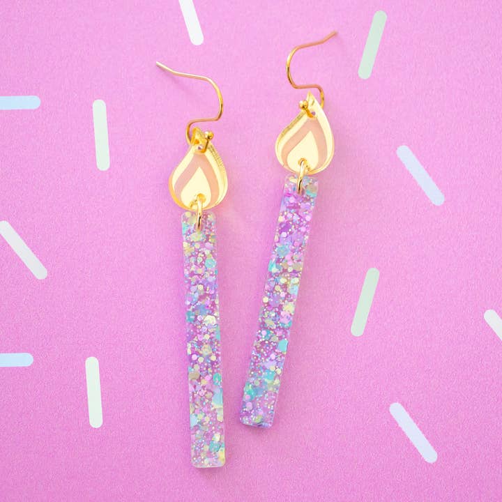Pastel Confetti Birthday Candle Earrings for wholesale by Momenti di Vita