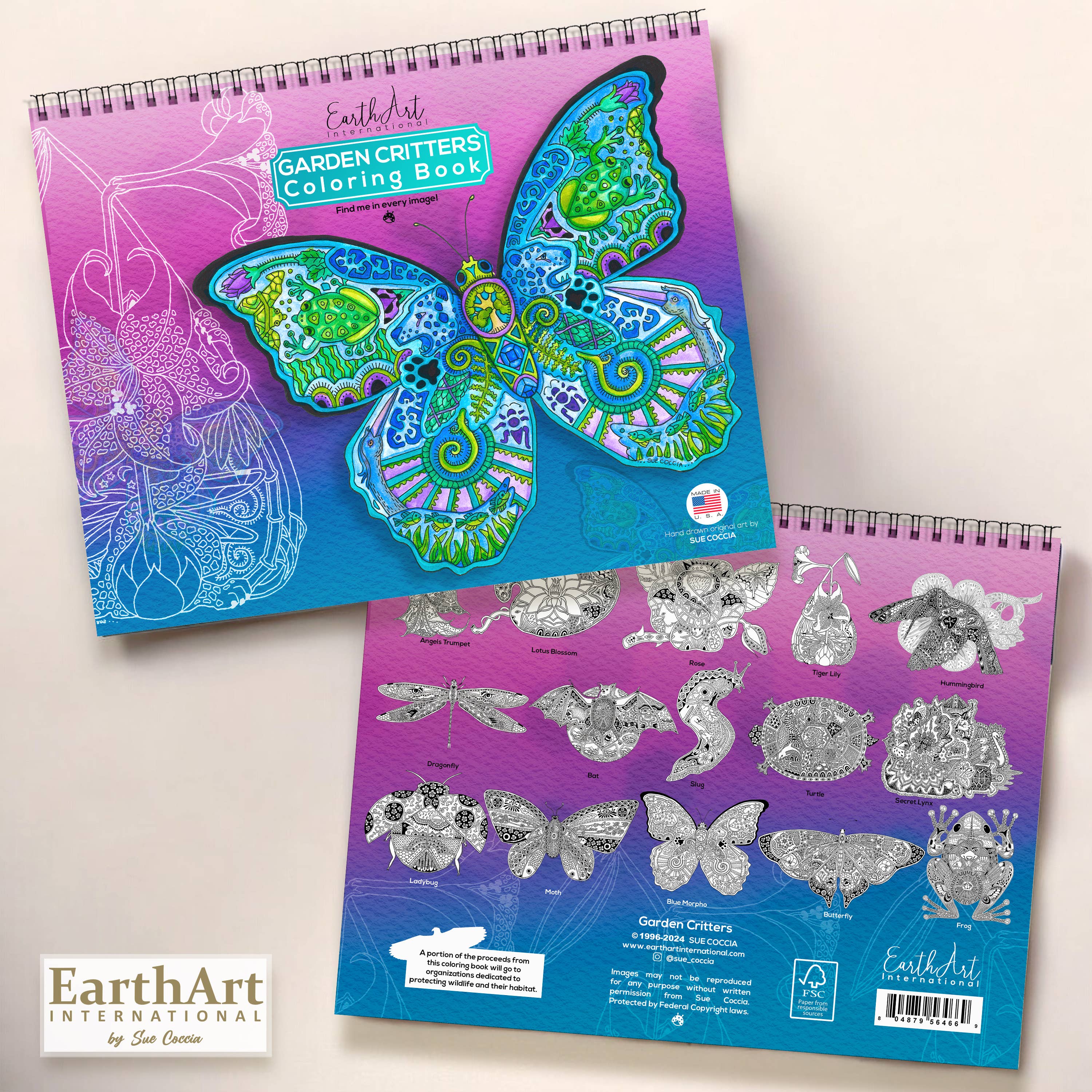 EarthArt International - Wholesale Coloring & Activity Book - Adult - Garden Critters Coloring Book2
