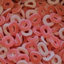 DULCEPLUS Sweet Rings STRAWBERRY flavor in 1 kg bag for wholesale by SUGAR FAIRY
