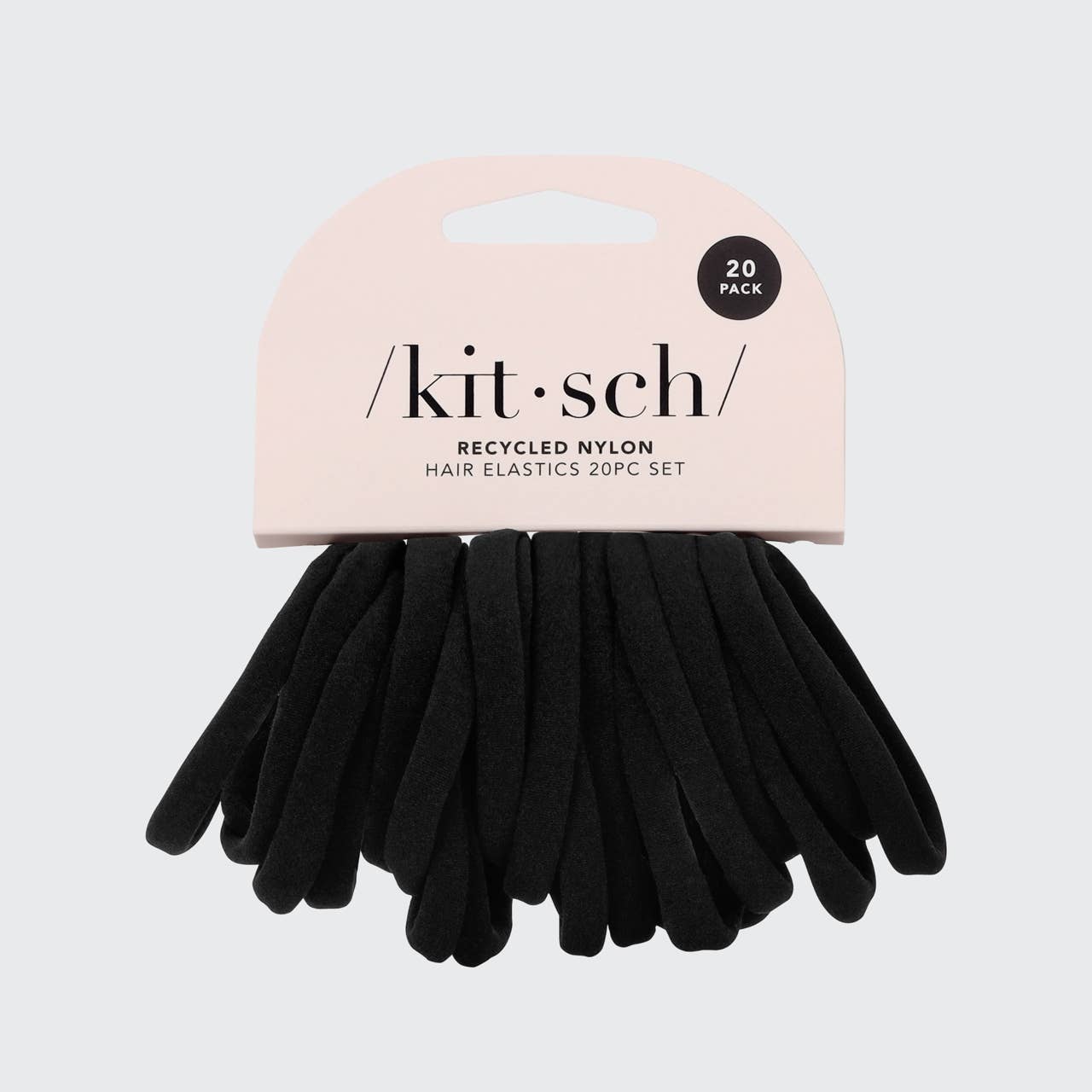KITSCH - Wholesale Hair Tie - Eco-Friendly Nylon Elastics 20pc set - Black4
