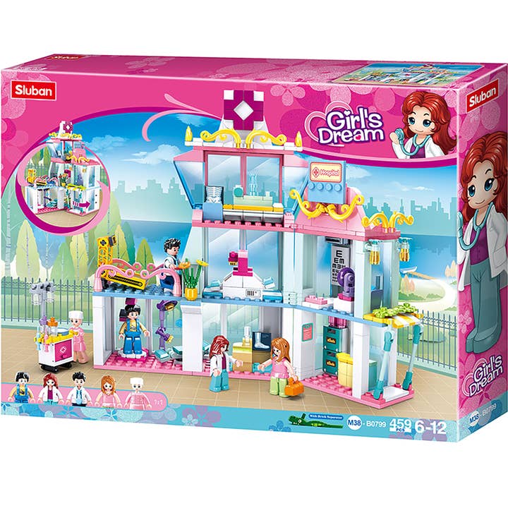 Girl's Dream Hospital Set Building Brick Kit (459 pcs) for wholesale by Texas Toy Distribution