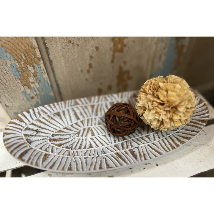 Wholesale Home Decor - Wholesale Decorative Plate/Dish/Bowl - Oblong Textured Plate 15in