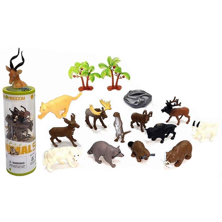 Nordamerikanske dyr 3 „Figurer Tube med hoved Topper for engroshandel hos Texas Toy Distribution