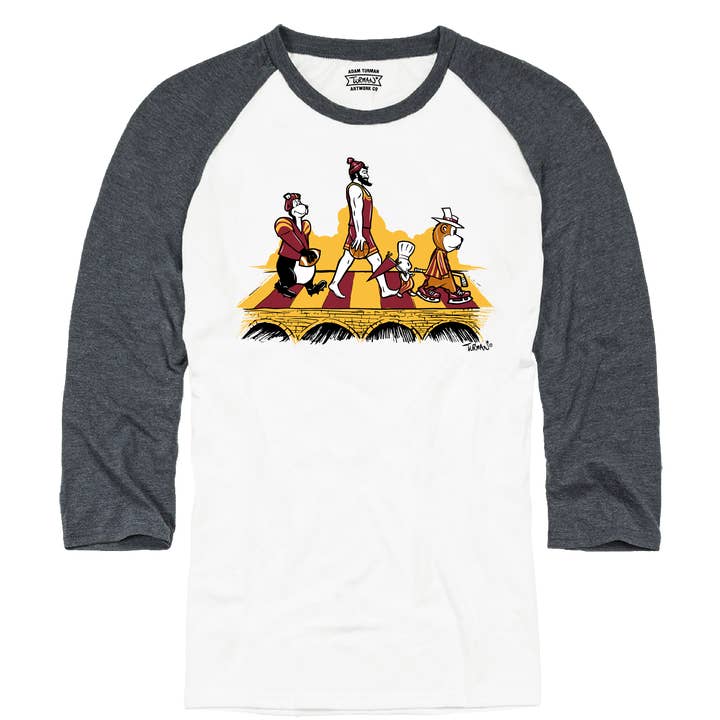 MN Abbey Rd College 3/4 Sleeve Raglan T-Shirt for wholesale by Adam Turman Artwork Co