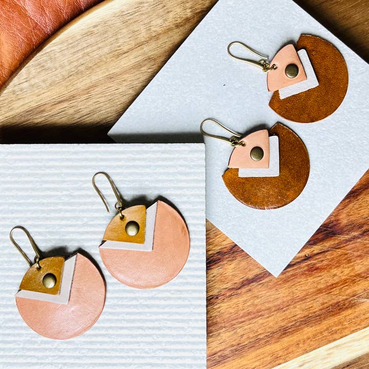 Rux Leather - Wholesale Dangle Earrings - Handcrafted Leather, Tan, Desert Bloom Earrings3