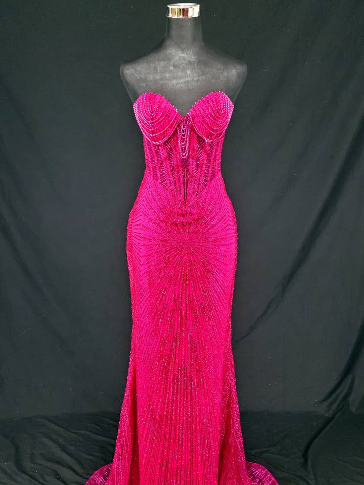 Lange fonkelende zeemeerminjurk met hangende sierstenen CF001 voor wholesale door Chicas