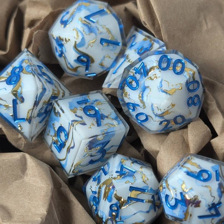 Borealis Aurum - 7 Piece Polyhedral Dice Set for wholesale by EBONWOOD