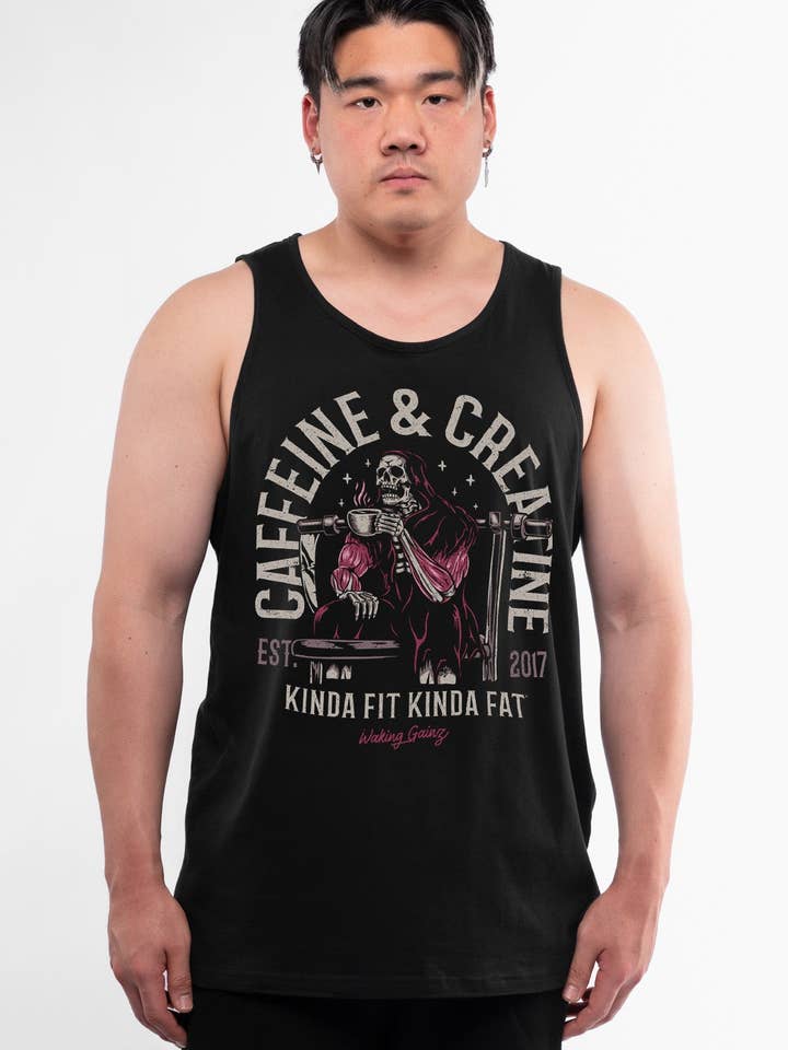 Canotta Caffeina & Creatina per la vendita all'ingrosso da parte di Kinda Fit Kinda Fat